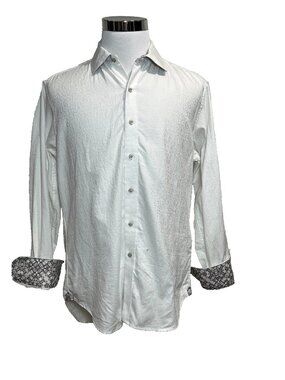Robert Graham White Paisley Textured Jacquard Long Sleeve Button Up Flip Cuff M